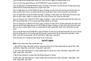 Quyết định 1002/QĐ-TCHQ năm 2014 thu thập quản lý ứng dụng thông tin VPPL xuất nhập khẩu quá cảnh