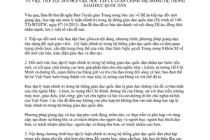 Kết luận 94-KL/TW năm 2014 đổi mới học tập lý luận chính trị giáo dục quốc dân Ban Bí thư