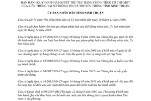 Quyết định 26/2014/QĐ-UBND cơ chế một cửa liên thông Sở Thông tin Truyền thông Ninh Thuận