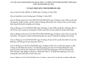 Quyết định 16/2014/QĐ-UBND đơn giá quan trắc phân tích môi trường Hà Nội