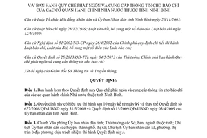 Quyết định 09/2014/QĐ-UBND phát ngôn cung cấp thông tin cho báo chí cơ quan Nhà nước Ninh Bình