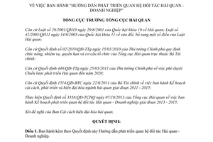 Quyết định 1005/QĐ-TCHQ năm 2014 quan hệ đối tác Hải quan Doanh nghiệp