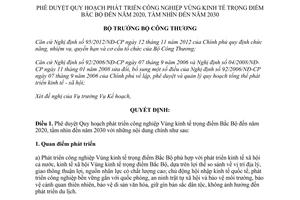 Quyết định 2757/QĐ-BCT năm 2014 phát triển công nghiệp Vùng kinh tế trọng điểm Bắc Bộ