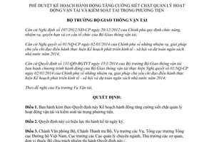 Quyết định 968/QĐ-BGTVT năm 2014 quản lý hoạt động vận tải kiểm soát tải trọng phương tiện