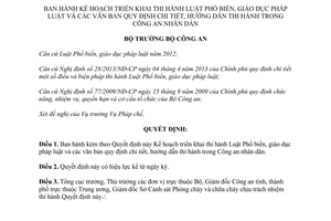 Quyết định 1522/QĐ-BCA-V19 2014 triển khai thi hành Luật Phổ biến giáo dục pháp luật Bộ Công an