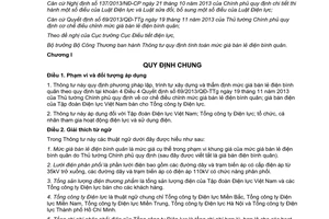 Thông tư 12/2014/TT-BCT tính toán mức giá bán lẻ điện bình quân