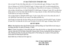 Quyết định 567/QĐ-UBND 2014 Quy chế hoạt động của Trạm Kiểm tra tải trọng xe lưu động Bến Tre