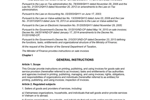 Circular No. 39/2014/TT-BTC guiding No. 51/2010/ND-CP No. 04/2014/ND-CP on goods sale service provision invoices