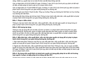 Thông tư 05/2014/TT-BGTVT mẫu biên bản quyết định xử phạt hành chính giao thông đường bộ đường sắt