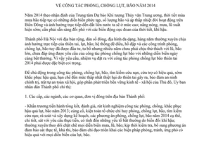 Chỉ thị 08/CT-UBND năm 2014 về công tác phòng chống lụt bão do Hà Nội