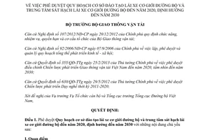 Quyết định 966/QĐ-BGTVT năm 2014 cơ sở đào tạo lái xe trung tâm sát hạch lái xe