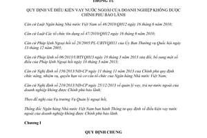 Thông tư 12/2014/TT-NHNN điều kiện vay nước ngoài doanh nghiệp không được Chính phủ bảo lãnh