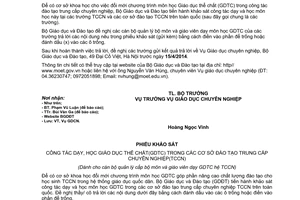 Công văn 900/BGDĐT-GDCN năm 2014 khảo sát công tác dạy học Giáo dục thể chất trung cấp