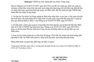 Công văn 2671/BTC-QLCS năm 2014 triển khai Thông tư 54/2013/TT-BTC