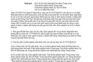 Công văn 3256/QLD-CL năm 2014 kiểm tra chất lượng thuốc nhập khẩu