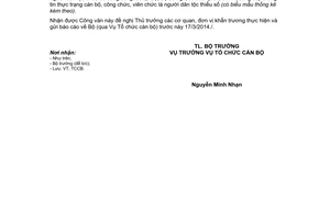 Công văn 1225/BNN-TCCB thực trạng cán bộ công viên chức là người dân tộc thiểu