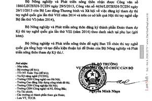 Công văn 1224/BNN-TCCB đăng ký Đoàn tham dự thi tay nghề quốc gia 2014
