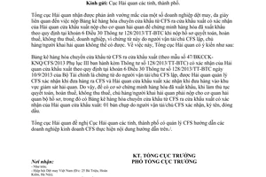 Công văn 2380/TCHQ-GSQL năm 2014 sử dụng danh mục hàng hóa xuất khẩu chuyển cửa khẩu từ CFS