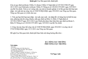 Công văn 2441/TCHQ-GSQL gia hạn thời hạn tạm nhập tái xuất tạm xuất tái nhập 2014