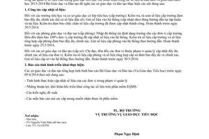 Công văn 1223/BGDĐT-GDTH năm 2014 số liệu giáo dục tiểu học năm 2014