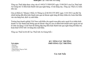 Công văn 803/TCT-CS năm 2014 điều kiện thanh toán qua ngân hàng