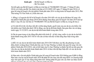 Công văn 1672/VPCP-KTTH năm 2014 giao bổ sung kế hoạch vốn trái phiếu Chính phủ