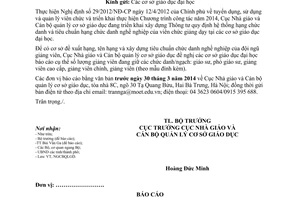 Công văn 1265/BGDĐT-NGCBQLGD 2014 báo cáo thống kê số lượng giảng viên theo ngạchchức danh