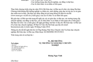 Công văn 1300/BGDĐT-GDCN năm 2014 góp ý chương trình Bồi dưỡng nghiệp vụ chăm sóc trẻ mầm non