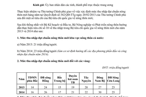 Công văn 938/BNN-VPDP 2014 mức thu nhập đạt chuẩn nông thôn mới