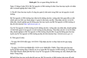 Công văn 874/BTNMT-TĐKTTT giao lưu trực tuyến quản lý tài nguyên môi trường  2014