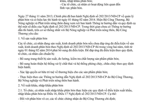 Công văn 2114/BCT-HC Nghị định 202/2013/NĐ-CP quản lý phân bón do Bộ Công thương