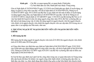 Công văn 956/BNV-CCVC kỳ thi nâng ngạch lên chuyên viên chính chuyên viên cao cấp năm 2014