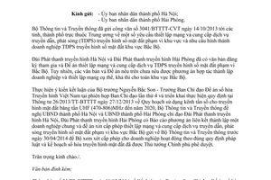 Công văn 859/BTTTT-CTS 2014 báo cáo phương án thành lập Doanh nghiệp truyền dẫn phát sóng