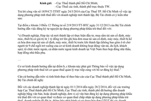 Công văn 3795/BTC-TCT năm 2014 phương pháp tính thuế doanh nghiệp hợp tác xã mới thành lập