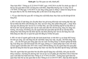 Công văn 3925/BTC-TCHQ năm 2014 tập kết hàng hóa xuất khẩu