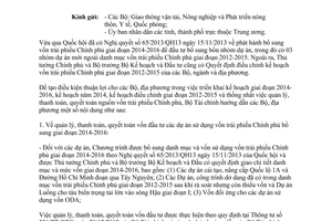 Công văn 3998/BTC-ĐT vốn trái phiếu Chính phủ dự án điều chỉnh 2012-2015 bổ sung 2014-2016