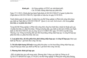 Công văn 512/TT-QLCL 2014 chứng nhận công bố hợp quy phân bón theo 202/2013/NĐ-CP