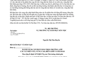 Công văn 1620/BGDĐT-GDĐT danh sách trường học được cấp báo tạp chí 2014