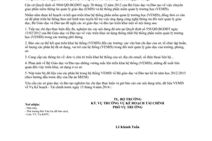 Công văn 1616/BGDĐT-KHTC phần mềm quản lý trường học VEMIS 2014