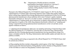 Dispatch 3256/QLD-CL imported drug quality inspection under 13719/QLD-CL
