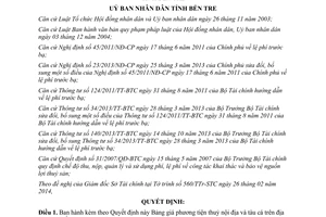 Quyết định 05/2014/QĐ-UBND Bảng giá phương tiện thủy nội địa tàu cá tỉnh Bến Tre