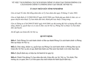 Quyết định 130/QĐ-UBND tách Phòng Cải cách hành chính Ninh Bình 2014