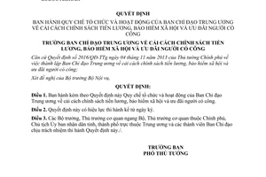 Quyết định 10/QĐ-BCĐCCTLBHXH hoạt động Ban Chỉ đạo cải cách chính sách tiền lương bảo hiểm xã hội
