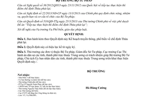 Quyết định số 485/QĐ-BTP năm 2014 truyền thông phổ biến chế định Thừa phát lại Bộ Tư pháp