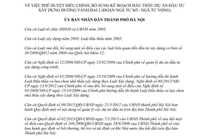 Quyết định 1273/QĐ-UBND phê duyệt điều chỉnh kế hoạch đấu thầu Dự án xây dựng đường Vành đai 2 Hà Nội 2014