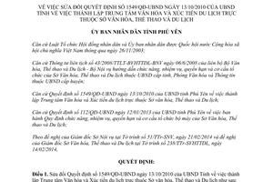 Quyết định 342/QĐ-UBND năm 2014 thành lập Trung tâm Văn hóa và Xúc tiến du lịch Phú yên