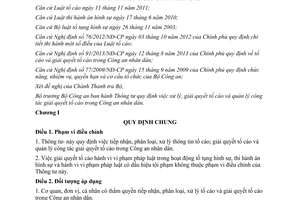 Thông tư 10/2014/TT-BCA xử lý giải quyết tố cáo quản lý công tác giải quyết tố cáo