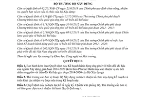 Quyết định 209/QĐ-BXD năm 2014 Kế hoạch hành động ứng phó biến đổi khí hậu ngành Xây dựng