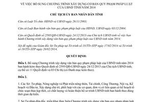 Quyết định 429/QĐ-UBND năm 2014 Chương trình xây dựng văn bản pháp luật Bình Phước