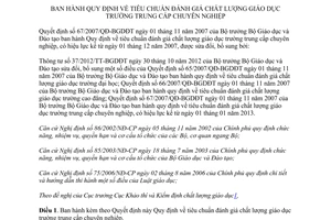 Công văn 07/VBHN-BGDĐT đánh giá chất lượng giáo dục trung cấp chuyên nghiệp Bộ Giáo dục và Đào tạo